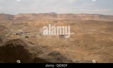 Vista dall'antica fortezza di Masada, Judaean Desert, Israele. Foto Stock