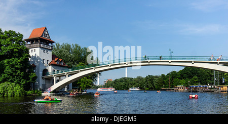 Isola della Gioventù, Treptow, Sprea, Berlino Foto Stock