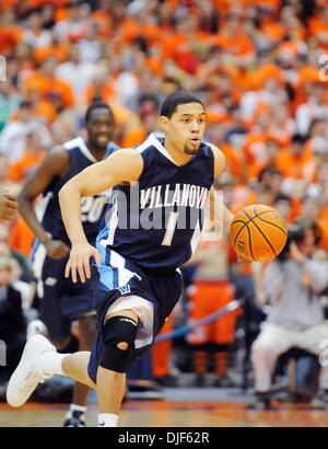 19 gennaio 2008 - Villanova University ha sconfitto la Syracuse University 81-71 in un Grande Oriente College Basketball match al Carrier Dome in Syracuse, New York. Villanova guard Scottie Reynolds (#1) in azione contro la Syracuse University.(Immagine di credito: © Alan Schwartz/Cal Sport Media) Foto Stock