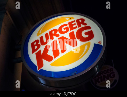 Burger King Fast Food cartello luminoso Foto Stock