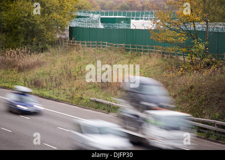 Un sito su Chat Moss a Manchester che è stato dato il permesso di pianificazione per fracking e letto di carbone il metano delle miniere, Manchester, Foto Stock