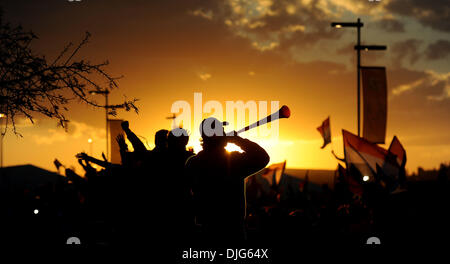 Luglio 11, 2010 - Johannesburg, Sud Africa - Gli appassionati di Paesi Bassi frequentare la finale della Coppa del Mondo FIFA Soccer match tra Paesi Bassi e la Spagna al Soccer City Stadium. (Credito Immagine: © Luca Ghidoni/ZUMApress.com) Foto Stock