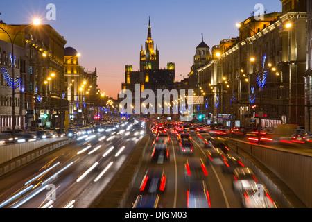 Mosca Russia città vista di notte Foto Stock