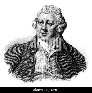 Ritratto di Sir Richard Arkwright, 1732 - 1792, un imprenditore leader durante la prima rivoluzione industriale, Foto Stock