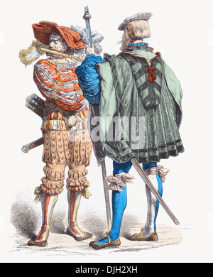 Xvi secolo XVI militare tedesco piper e il sergente Foto Stock