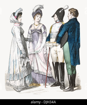 Inizio del XIX secolo XIX costumi francese 1809-1812 Foto Stock