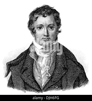 Ritratto di Sir Humphry Davy, 1778 - 1829, un farmacista inglese e inventore Foto Stock