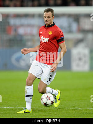 BayArenea, Leverkusen, Germania 27 Novembre 2013, calcio Champions-League UEFA, Saison 2013/14 fase di gruppo, giornata 5, Bayer 04 Leverkusen - Manchester United 0:5 --- Jonny Evans (ManU) Credito: kolvenbach/Alamy Live News Foto Stock