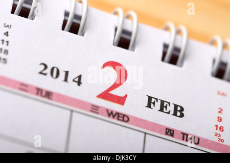 Macro calendario cinese 2014 - Febbraio Foto Stock