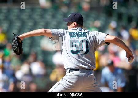 Sett. 06, 2010 - Oakland, in California, Stati Uniti d'America - Seattle Mariners P Jamey Wright (50) passi in rilievo durante la MLB gioco tra la Oakland atletica e il Seattle Mariners a Oakland-Alameda County Coliseum. A battere i marinai 6-2. (Credito Immagine: © Matt Cohen/Southcreek globale/ZUMApress.com) Foto Stock