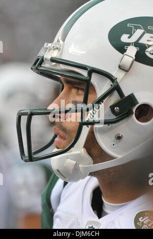 Sett. 19, 2010 - East Rutherford, New Jersey, Stati Uniti d'America - New York getti quarterback Mark Sanchez (6) al nuovo Meadowlands Stadium di East Rutherford in New Jersey. Il New England Patriots cadono a New York getti 28-14 (credito Immagine: © Brooks Van Arx Southcreek/Global/ZUMApress.com) Foto Stock