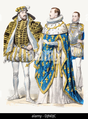 Xvi secolo XVI 1500s Francia da sinistra a destra Antoine de re borbonico di Navare, Carl IX, Franz II Foto Stock