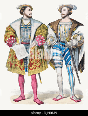 Xvi secolo XVI 1500s Francia da sinistra a destra Henri d'Albret, Re di Navarra, Duc Claude de Lorraine D'Aumale Foto Stock