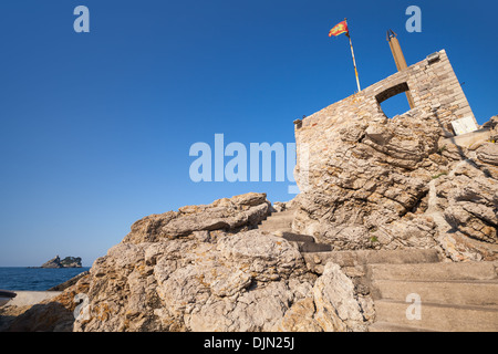 Costiera fortezza veneziana Castello a Petrovac, Montenegro Foto Stock