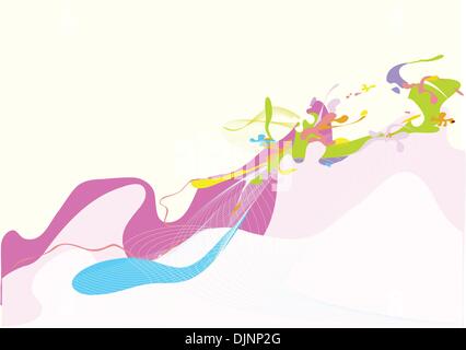 Illustrazione Vettoriale - abstract sfondo costituito di spruzzi di colore e linee curve Illustrazione Vettoriale
