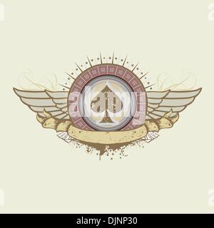 Illustrazione Vettoriale su un oggetto di gioco d'azzardo. picche suit emblema Illustrazione Vettoriale