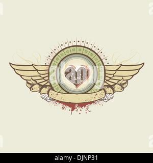 Illustrazione Vettoriale su un oggetto di gioco d'azzardo. cuori suit emblema Illustrazione Vettoriale