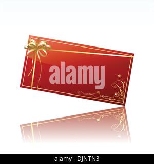 Illustrazione Vettoriale di rosso decorato carta regalo con nastro di oro e di prua Illustrazione Vettoriale