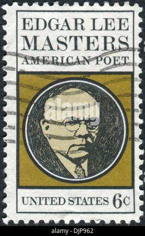 Stati Uniti - circa 1970: un francobollo Stampato negli USA, mostra Edgar Lee Masters (1869-1950), poeta, circa 1970 Foto Stock