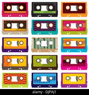 Cassette audio isolato su bianco Illustrazione Vettoriale