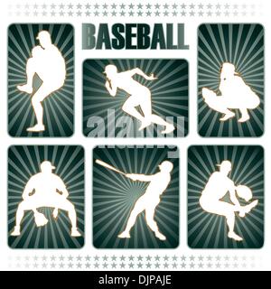 I giocatori di baseball sagome Illustrazione Vettoriale