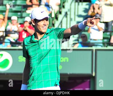 Apr 01, 2010 - Key Biscayne, Florida, Stati Uniti d'America - THOMAS BERDYCH in azione contro Fernando Verdasco durante il giorno dieci azione del 2010 Sony Ericsson Open a Crandon Park Tennis Center. Berdych ha vinto 4-6, 7-6 (5), 6-4 (credito Immagine: Â© Gaston De Cardenas/ZUMA Press) Foto Stock