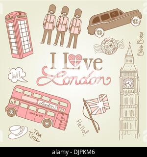 Doodles di Londra Illustrazione Vettoriale