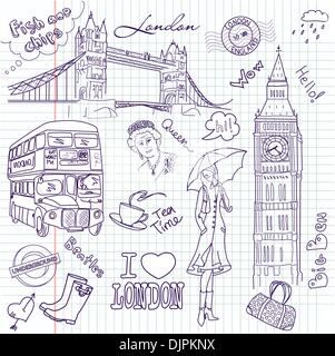 Doodles di Londra Illustrazione Vettoriale