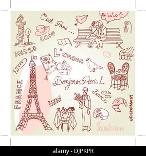 Doodles di Parigi Illustrazione Vettoriale