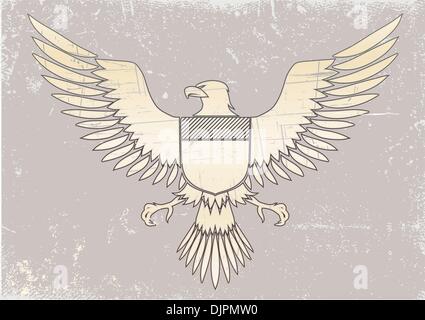 Illustrazione Vettoriale di stemma bird - aquila medievale del mio design in stile grunge Illustrazione Vettoriale