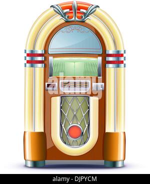 Illustrazione Vettoriale di stile retrò classico dettagliata juke box. Illustrazione Vettoriale