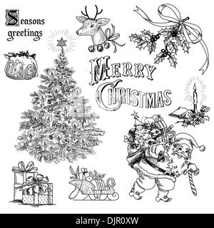 Vintage scarabocchi di natale Illustrazione Vettoriale