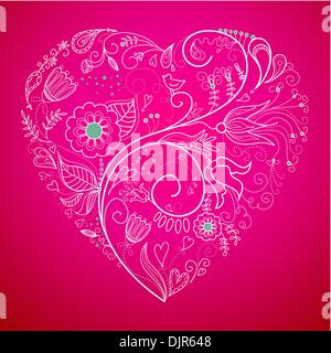 Floral forma di cuore Illustrazione Vettoriale