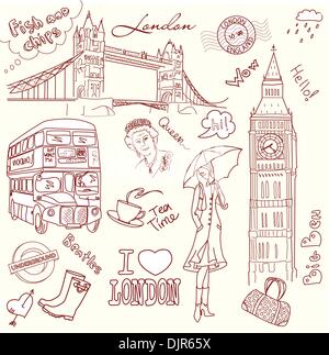 Doodles di Londra Illustrazione Vettoriale