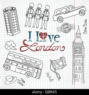 Doodles di Londra Illustrazione Vettoriale