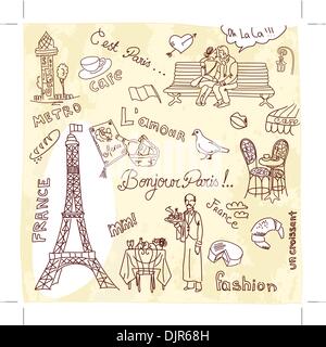 Doodles di Parigi Illustrazione Vettoriale