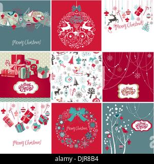 Set di cartoline di Natale Illustrazione Vettoriale