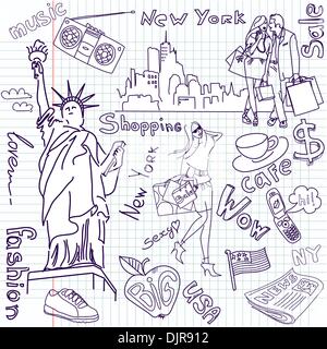 Shopping in New York scarabocchi Illustrazione Vettoriale