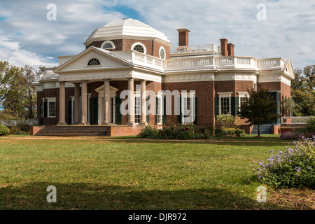 Monticello Plantation e sito patrimonio dell'umanità, sede di Thomas Jefferson, terzo presidente degli Stati Uniti, a Charlottesville, Virginia. Foto Stock