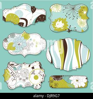 Stile retrò cornici floreali Illustrazione Vettoriale