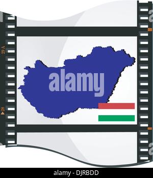 Riprese di film con una mappa nazionale di Ungheria Illustrazione Vettoriale