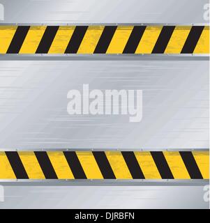 Illustrazione vettoriale di una piastra metallica con una striscia di divieto Illustrazione Vettoriale