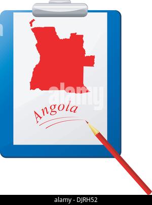 Illustrazione Vettoriale di appunti con una mappa dell'Angola Illustrazione Vettoriale