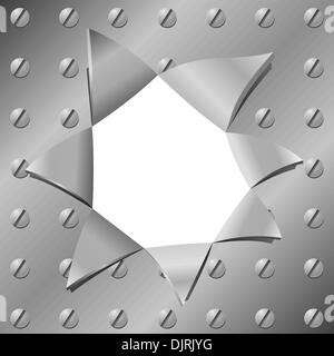 Illustrazione vettoriale di una piastrina metallica con foro Illustrazione Vettoriale