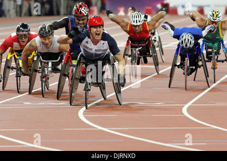 David Weir vince la mens 1500m - T54 allo stadio Olimpico a Londra nel 2012 i Giochi Paralimpici. Foto Stock