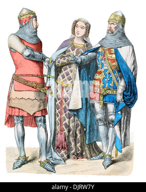 Il XIV secolo XIV 1300s English costume Foto Stock