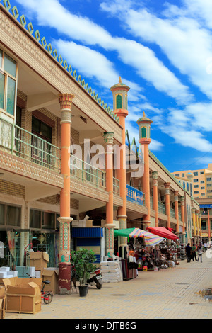 Street nella città vecchia, Kashgar (Kashi), Kashgar Prefettura, Xinjiang Uyghur Regione autonoma, Cina Foto Stock