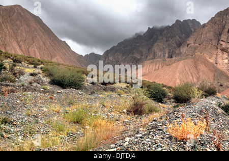 Paesaggio, strada da Kashgar a Torugart Pass, Kizilsu Prefettura, Xinjiang Uyghur Regione autonoma, Cina Foto Stock