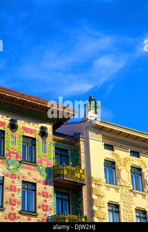 Otto Wagner dell'Art Nouveau, Appartamenti Vienna, Austria, Europa Centrale Foto Stock