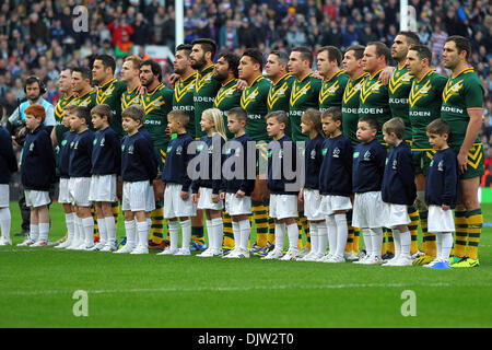 Manchester, Regno Unito. 30 Novembre, 2013. La Nuova Zelanda Team line up prima della Coppa del Mondo di Rugby finale tra la Nuova Zelanda e l'Australia a Old Trafford Manchester. Credito: Azione Sport Plus/Alamy Live News Foto Stock